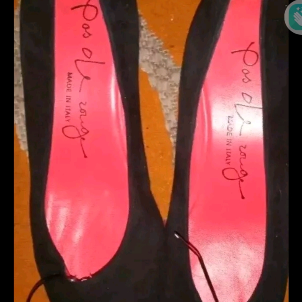 Pas De Rouge  Shoes Zappos Black Suede Wedge Pu Woman'sFflats Size 40/9.5